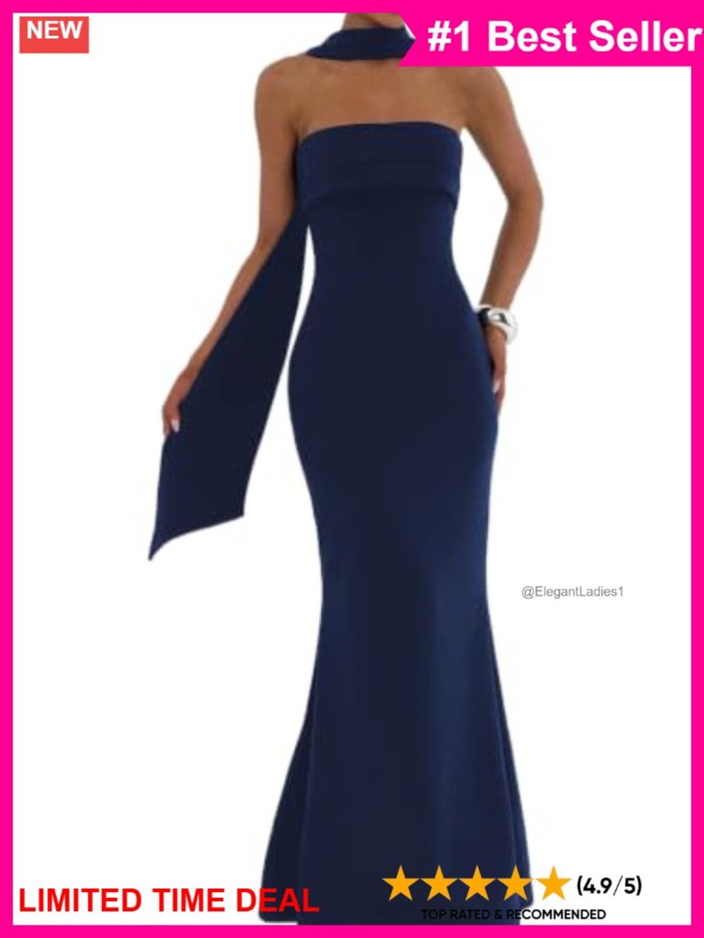 Strapless Bodycon Mermaid Maxi Formal Dress with Scarf